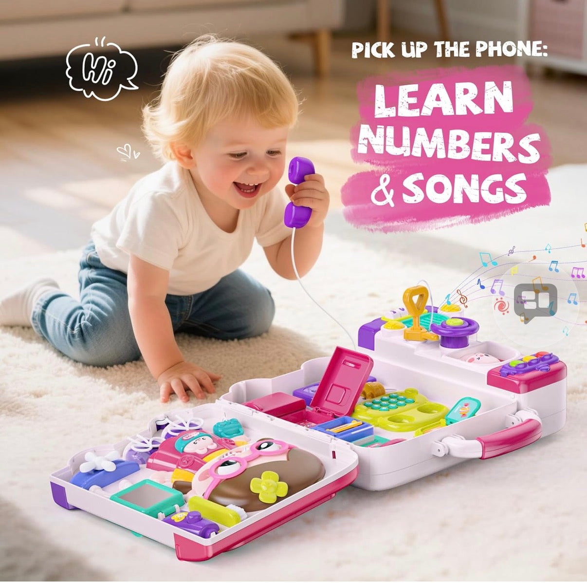 54-in-1 English & Spanish Busy Board Montessori Toys Gift for 1 2 Year Old Girls, Educational Montessori Learning Toys for 1 Year Old, Christmas Toys Gifts for 1 2 Year Old Girl, 1 Year Old Gift Toy