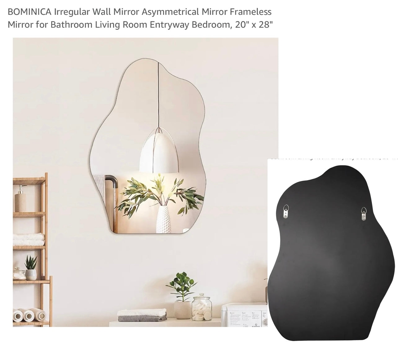 irregular wall mirror frameless 20"x28"