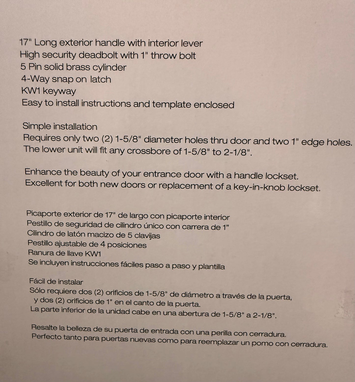 Picture handle lock set ultra security plus