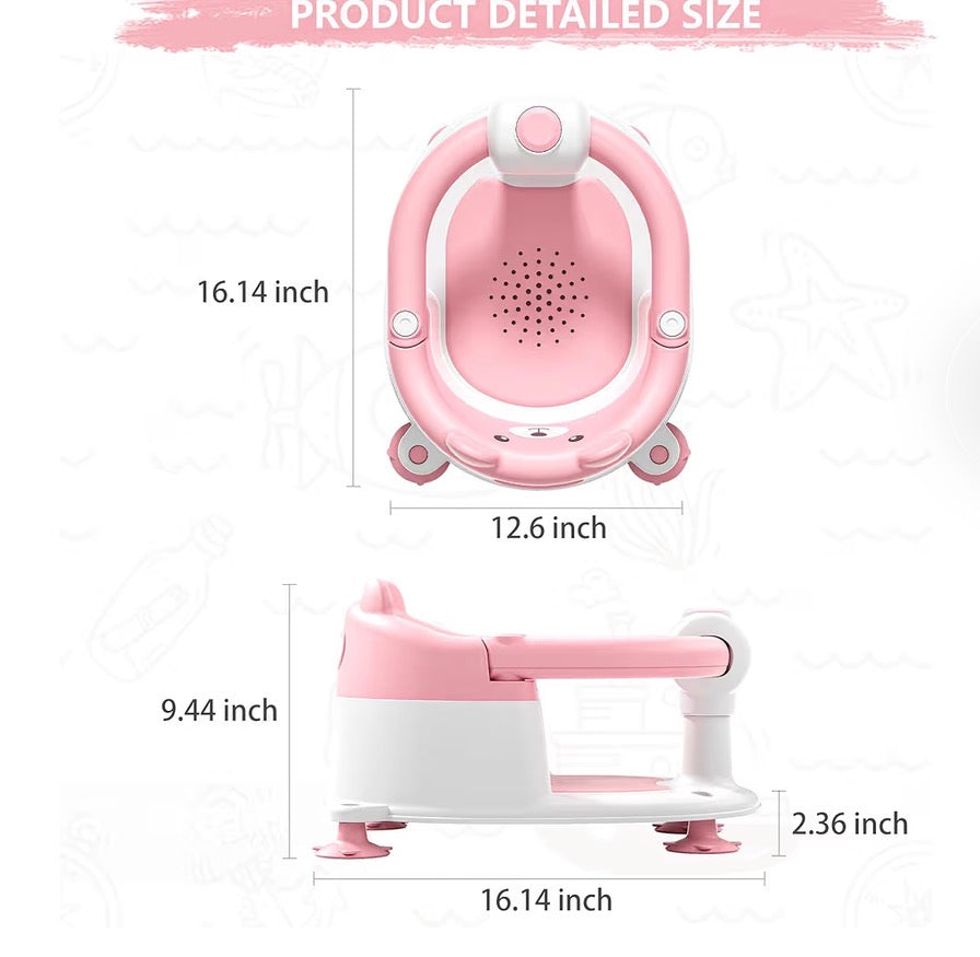 Baby Bath Seat for Babies 6 Months & Up, Toddler Bath Seats for Babies Sitting Up, Non-Slip Infant Bath Tub Chair with 4 Suction Cups & Soft Cushion for Shower, Compact Toddler Bathtub Seat, Pink