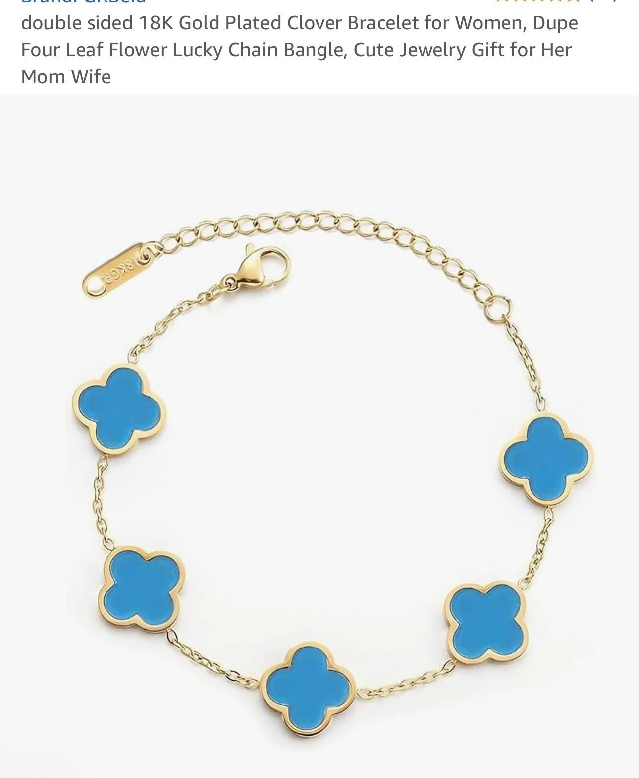 18k gold plated clover bracelet double sided