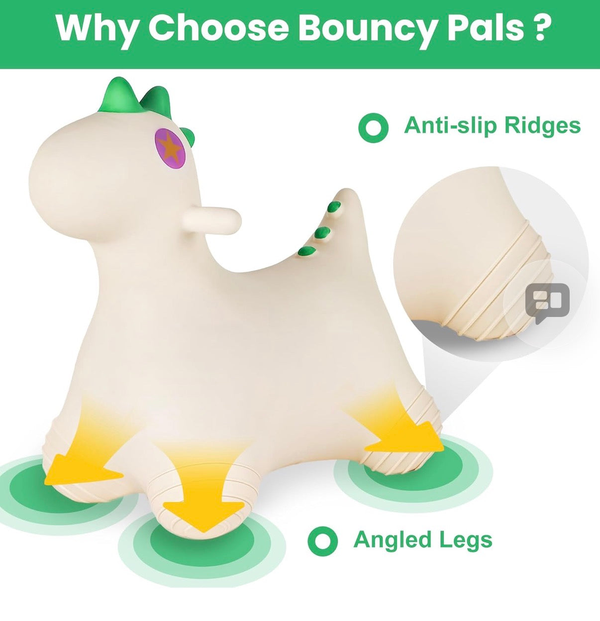 Bouncy Pals Dinosaur Hopping Horse, Toddler Boys Inflatable Bouncing Animal, Dinos Hopper Toy, Baby Indoor Ride on Bouncer, Kids Outdoor Jump Toy, First Birthday Gifts for 18 24 Months 2 3 4 Year Old