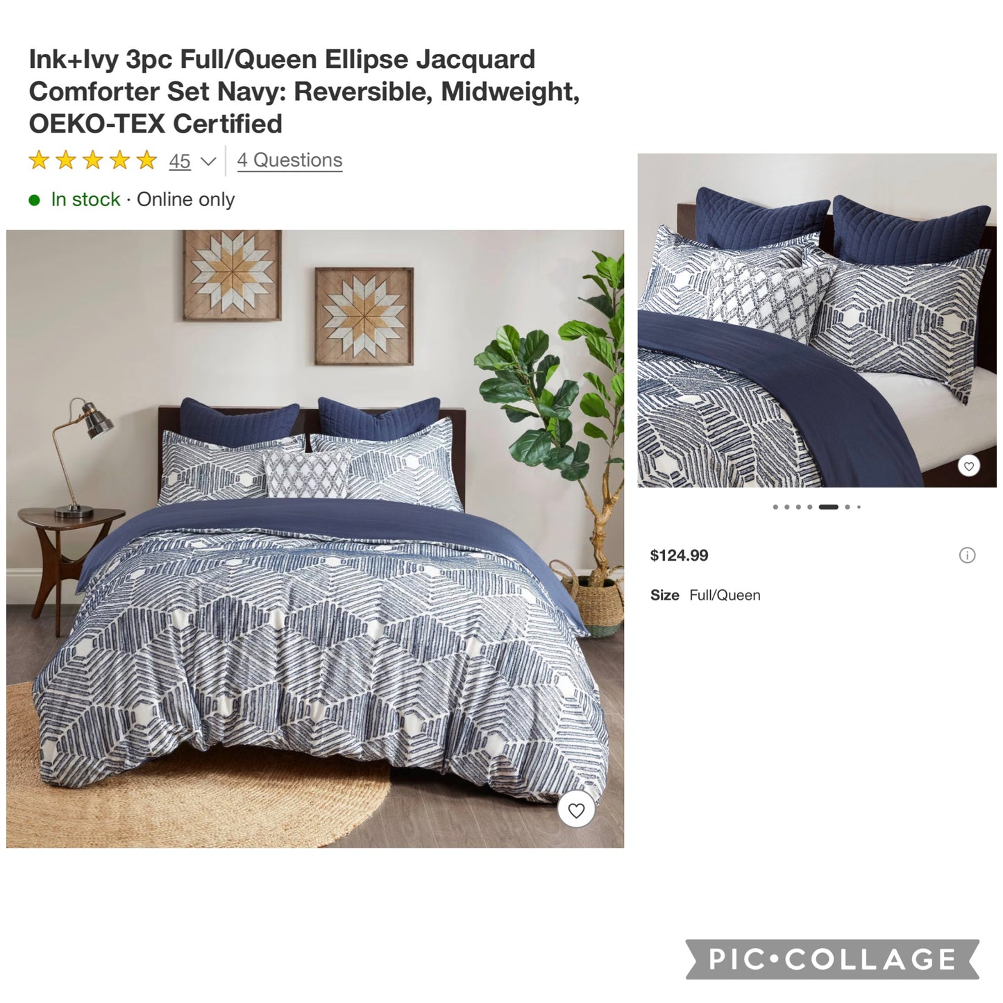 INK + IVT 3PC DUVET FULL/QUEEN REVERSIBLE