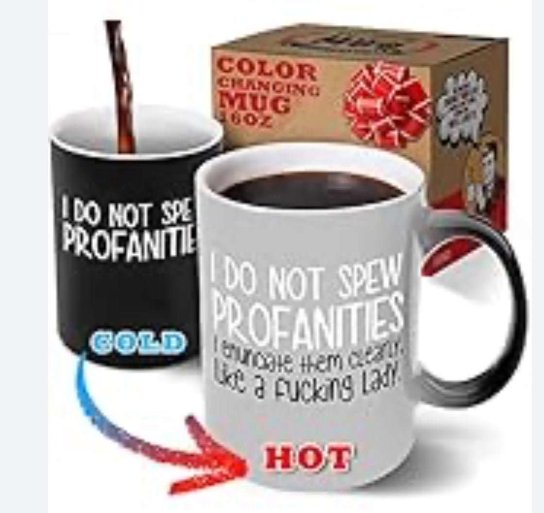 NOVELTY COFFEE MUG SPEW PROFANITIES