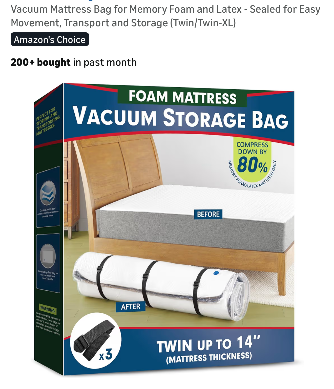 VACUUM STORAGE BAG FOR TWIN MATTRESS