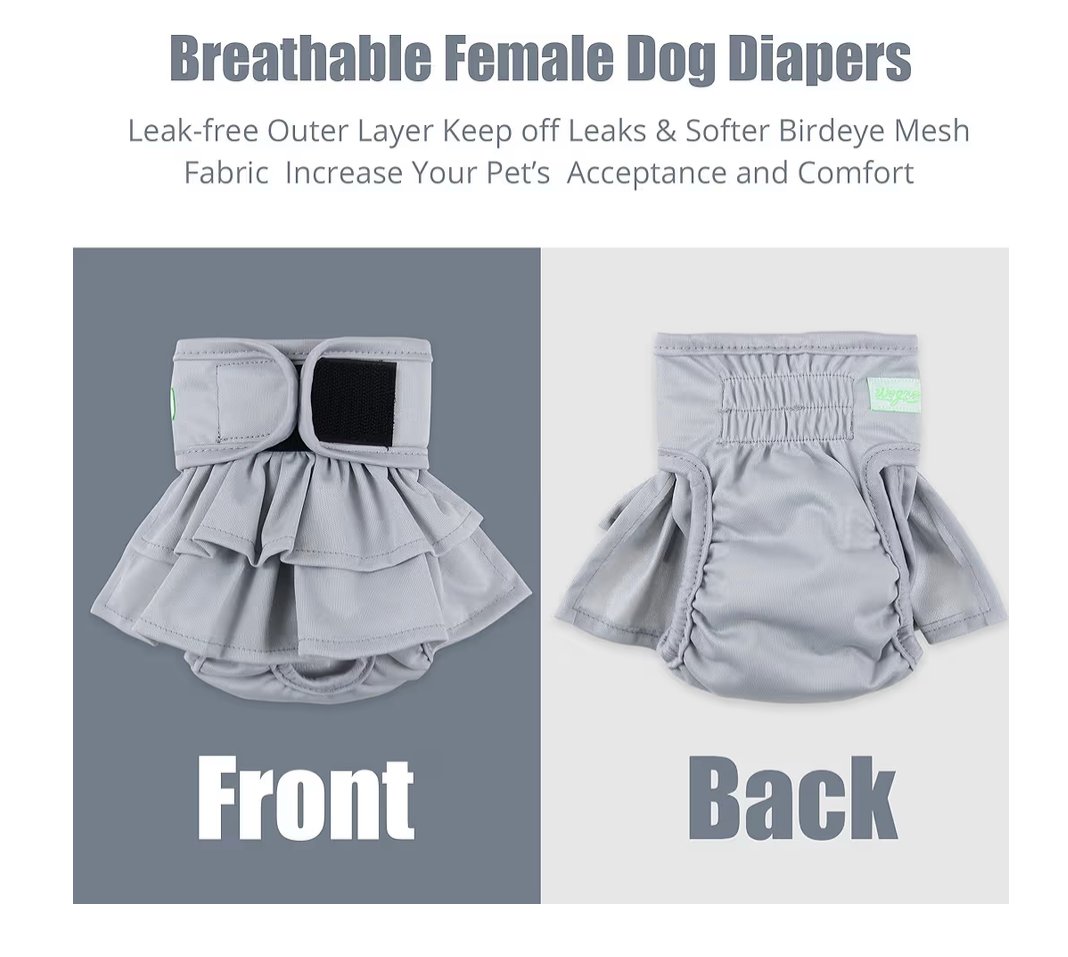 3PK FEMALE DOG DIAPERS WASHABLE MEDIUM