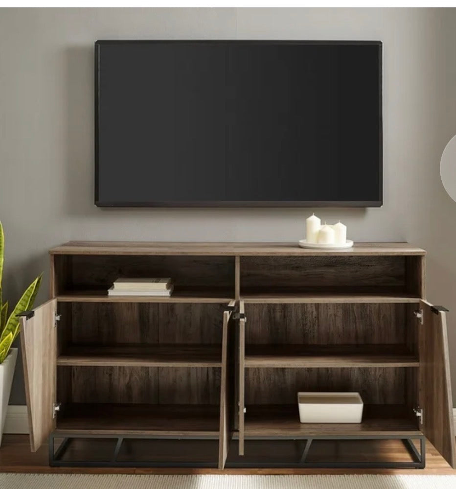 Ian Contemporary 58" 4-Angled Doors Sideboard in Rustic Oak