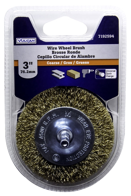 VULCAN Wire Wheel Brush 4 in Dia, 5/8 in Arbor