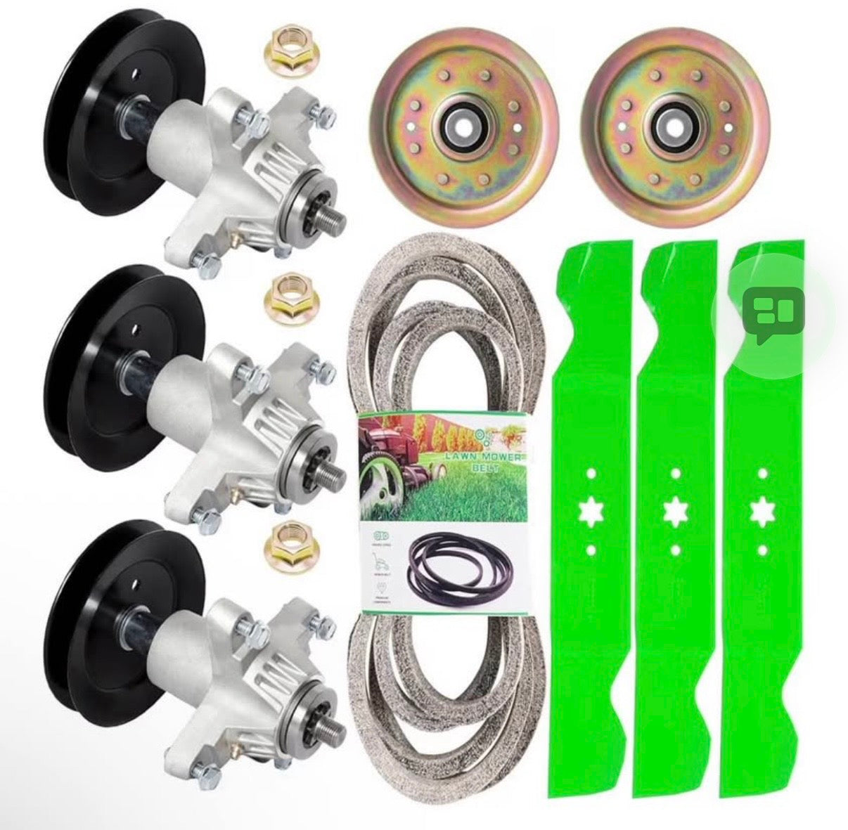 Lawn Mower Deck Rebuild Kit 54 inch Cub Cadet Troy-Bilt Spindles Blades Idlers Belt