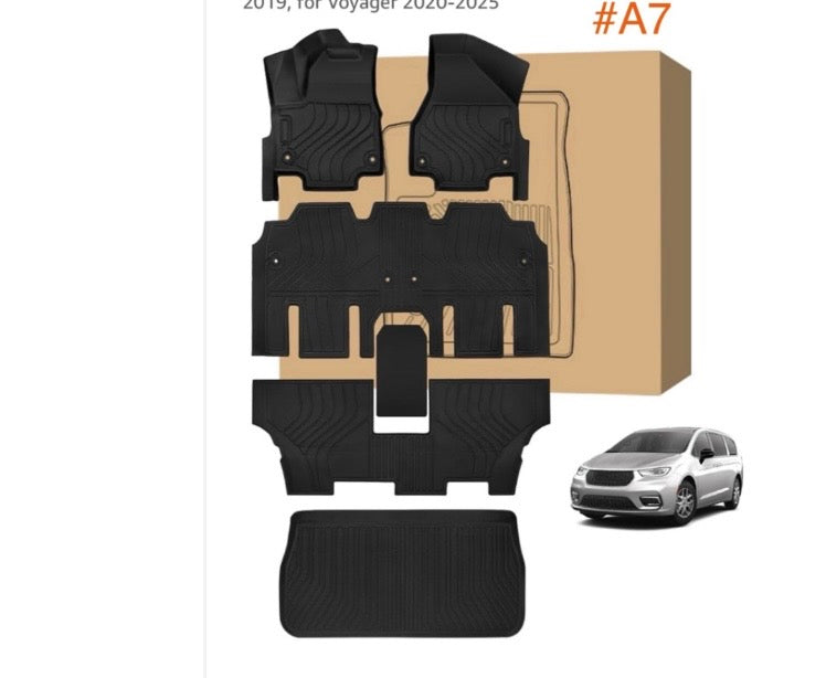 Peleus Floor Mats & Cargo Liner for 2017-2025 Chrysler Pacifica 7 or 8 Passenger (Not Hybrid) Fit for Pacifica Touring Series 2017-2025, Limited 2017-2020, L/L× 2017-
2019, for Voyager 2020-2025
#A7