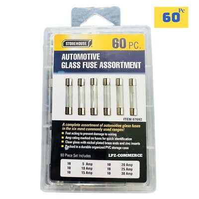 60 Piece Glass Auto Fuse Set