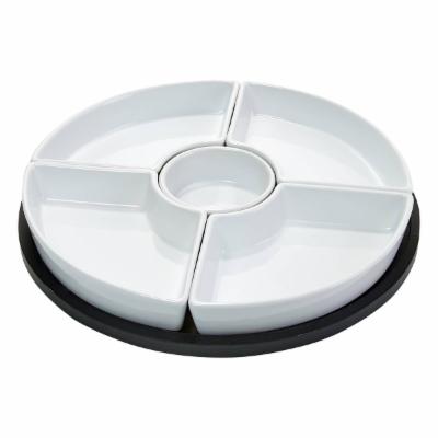 GIBSON ELITE 6-Piece Stoneware Serving Set with Revolving Tray