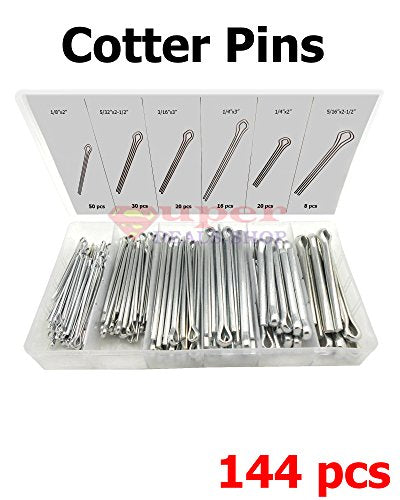 Cal-Hawk 144 PC Cotter Pin Assortment, Zinc Plated Carbon Steel