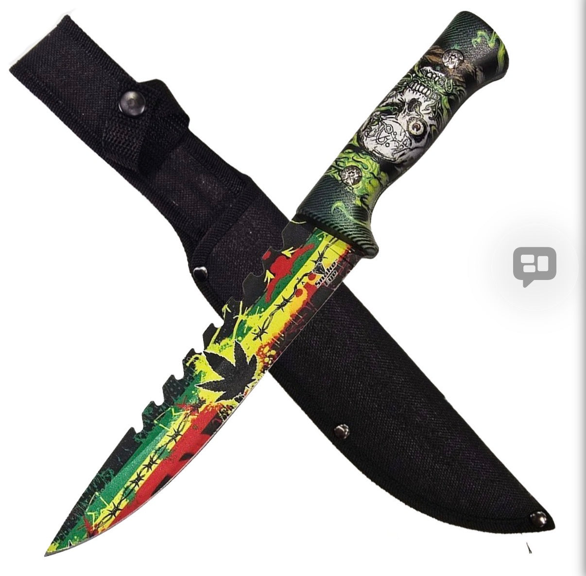 Snake Eye Skull & Leaf Sawback Knife