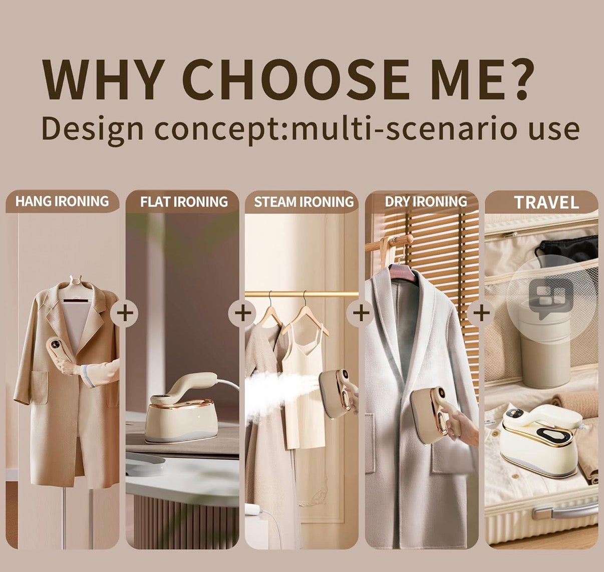 Portable Clothes Steamer 175x80mm Ceramic Glaze Panel Iron LCD 220ml Water Tank 1200W&15s Fast Heat Up 4-speed Steamer for Clothes of all Fabrics Dry&Wet Iron for Home Travel Business Trip