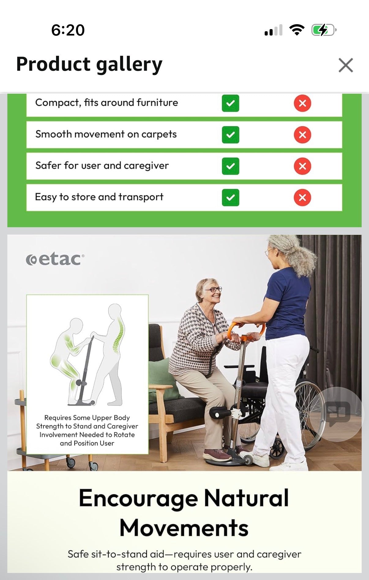 Etac Turner PRO Patient Transfer Aid - Sit to Stand Lift for Elderly with High Safe Working Load (440 lbs) - Patient Lift and Mobility Assist for Safer Transfers with Platform Disc & Anti-Slip Bottom