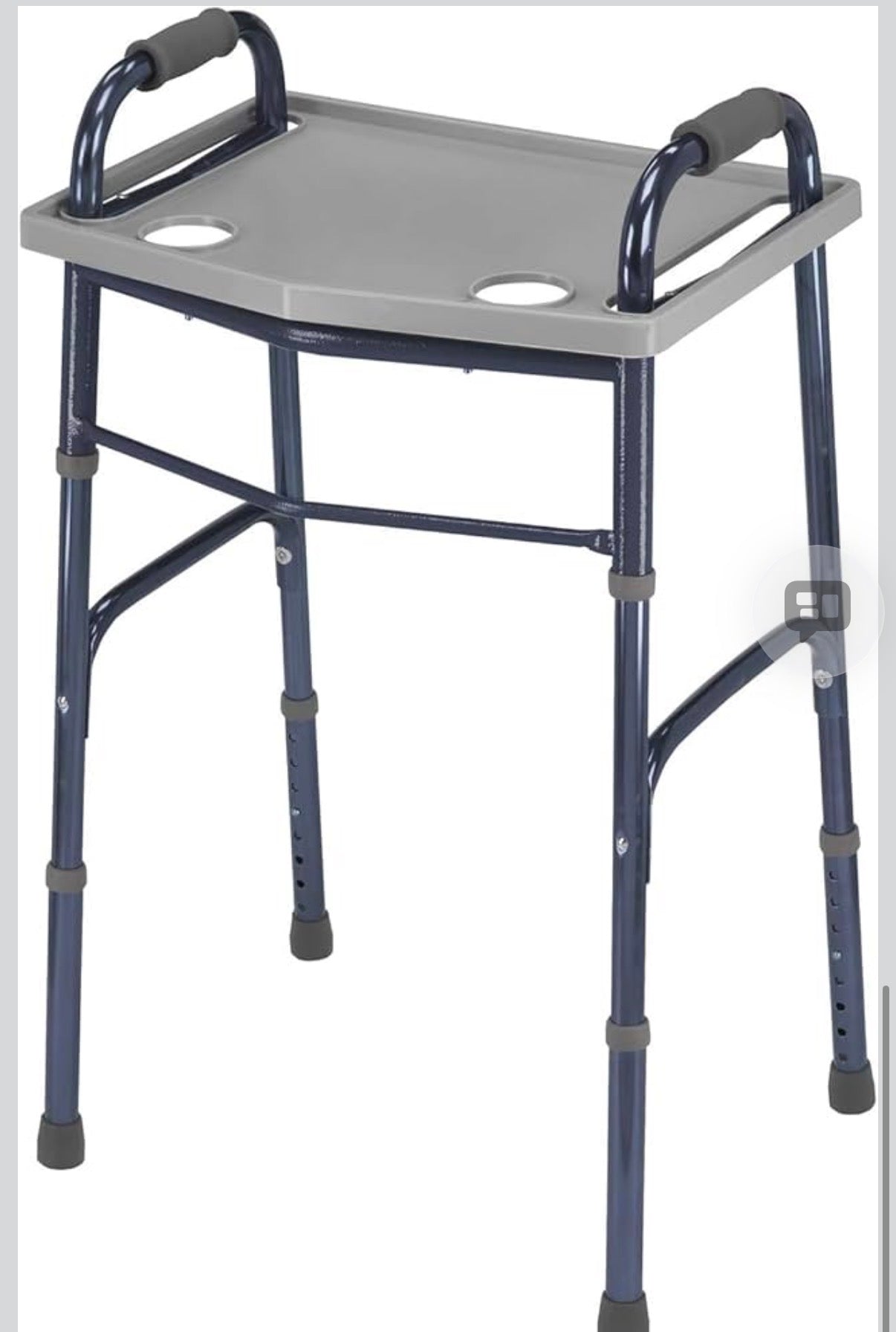 DMI Walker Tray With Cup Holders, Walker Tray For Folding Walkers, Mobility Accessory for Seniors, Tray Table for Standard Walkers, Multipurpose and Portable, Gray