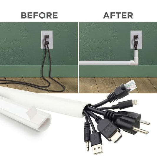 Cable Management Kit 16 ft, Hide and Organize Wires - White