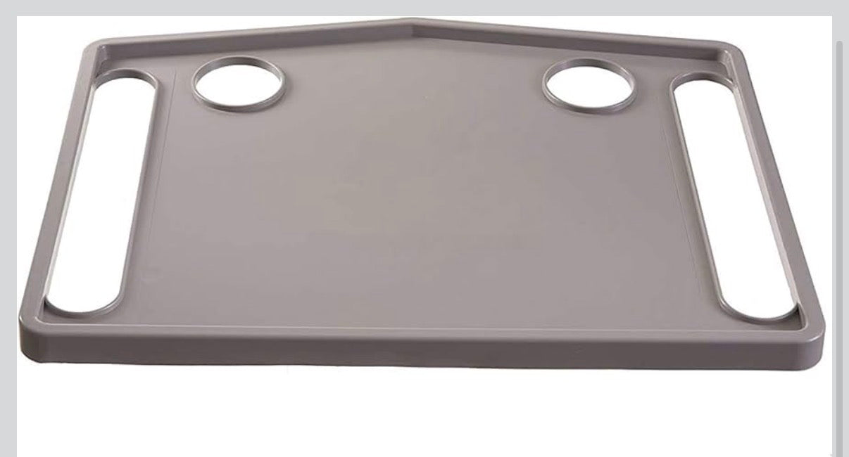 DMI Walker Tray With Cup Holders, Walker Tray For Folding Walkers, Mobility Accessory for Seniors, Tray Table for Standard Walkers, Multipurpose and Portable, Gray