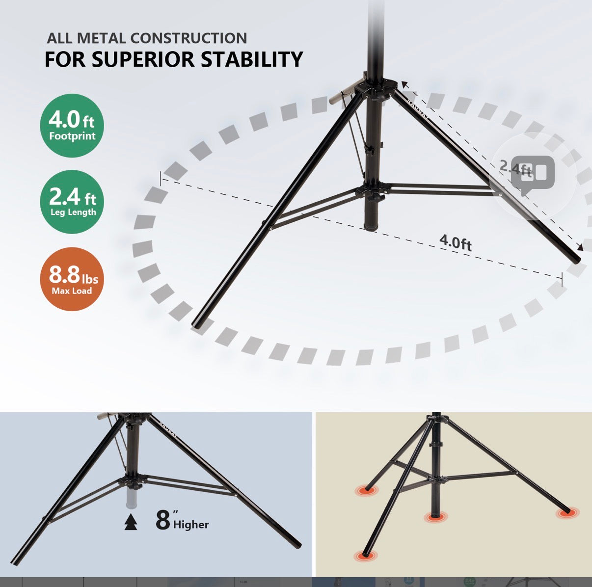 16′ Tall Tripod Light Stand TT480
