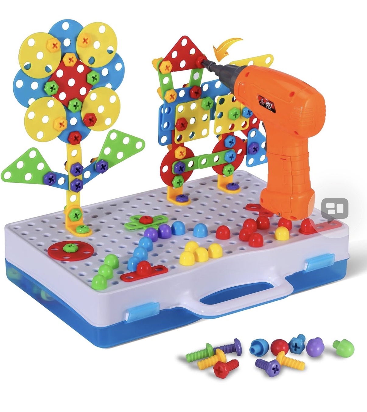 STEM Building Toys for Kids Ages 4-8 | 224-Piece STEM Drill & Build Kit with Screwdriver, Pegboard | Educational Toys for 5+ Year Old Boys Girls | Gift for Birthdays