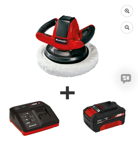 Einhell CE-CB 18/254 Li 18-Volt Power X-Change Cordless Polisher Kit, W/ 3.0-Ah Battery and Fast Charger