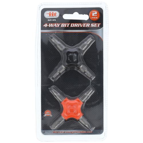 4-Way Bit Screw and Star Drivers, 2-Pack