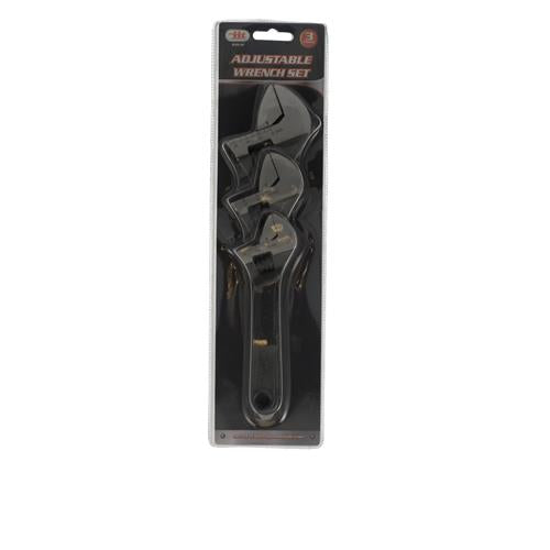 3pc Adjustable Wrench Set, Black Finish