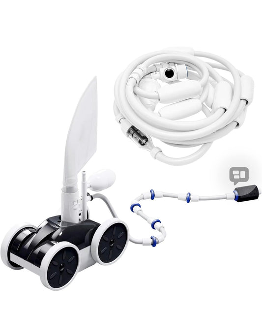MAKHOON Upgrade Pool Pressure Side Sweeper: Professional Solution for Cleaning Your Swimming Pool (Four Wheels are Better Than Three) Need 1.5" Female Thread Pool Booster Pump Inlet, 4 Bar Pressure