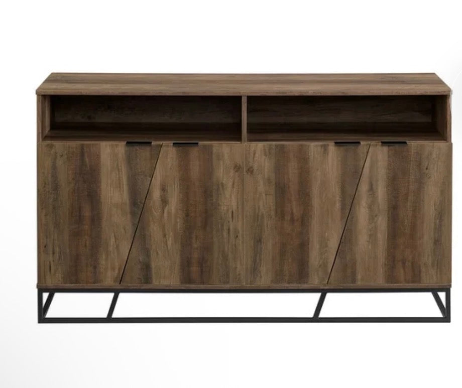 Ian Contemporary 58" 4-Angled Doors Sideboard in Rustic Oak