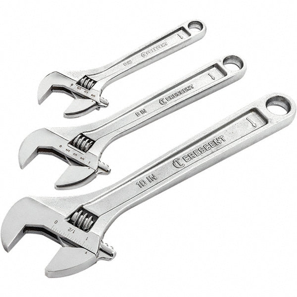 3pc Adjustable Wrench Set, Black Finish