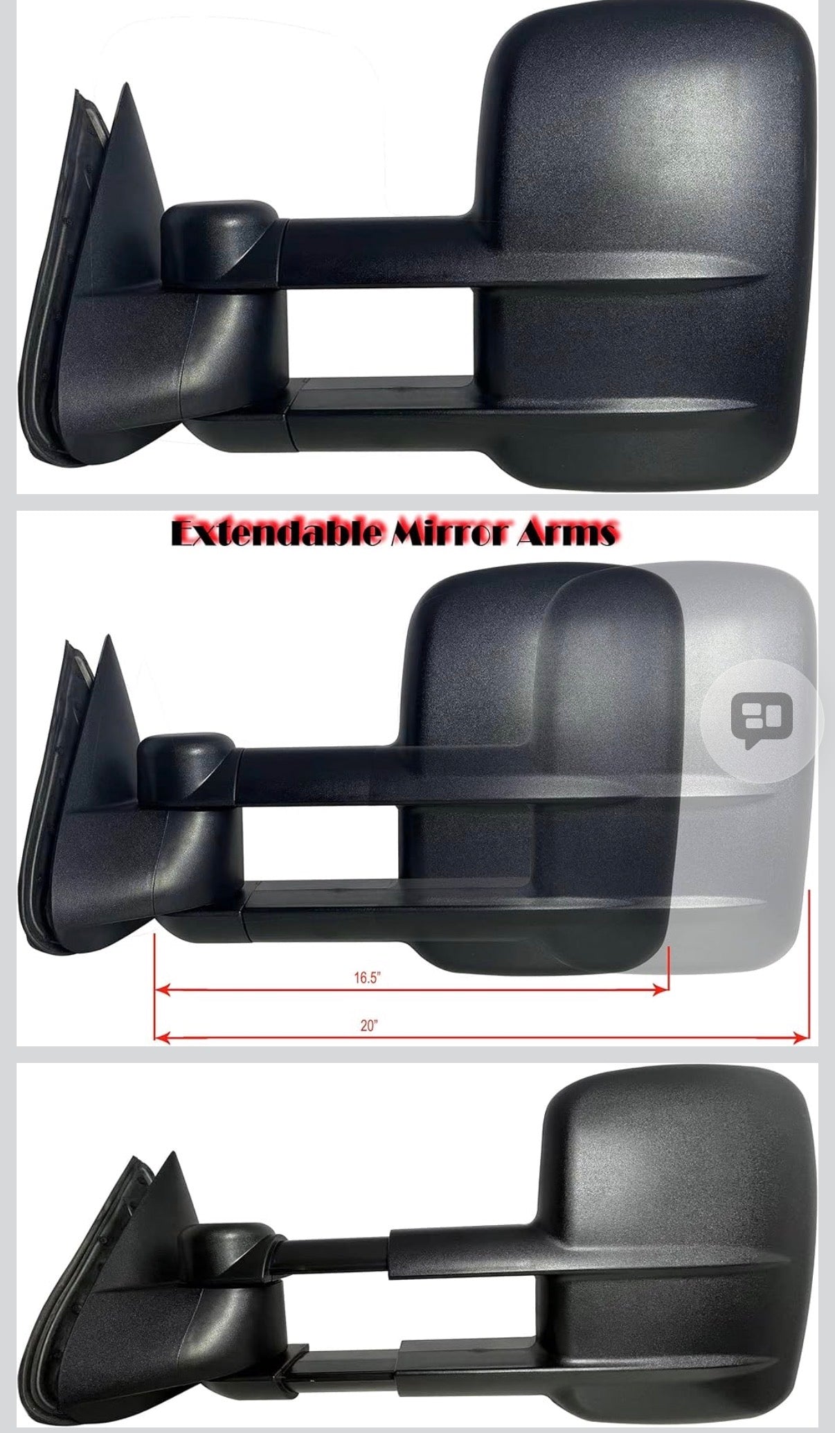 Driver Left Side Door Towing Mirror Power