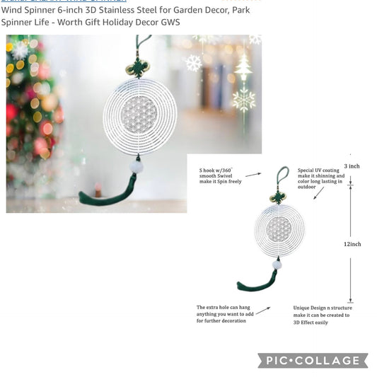 wind spinner 6" 3d stainless steel