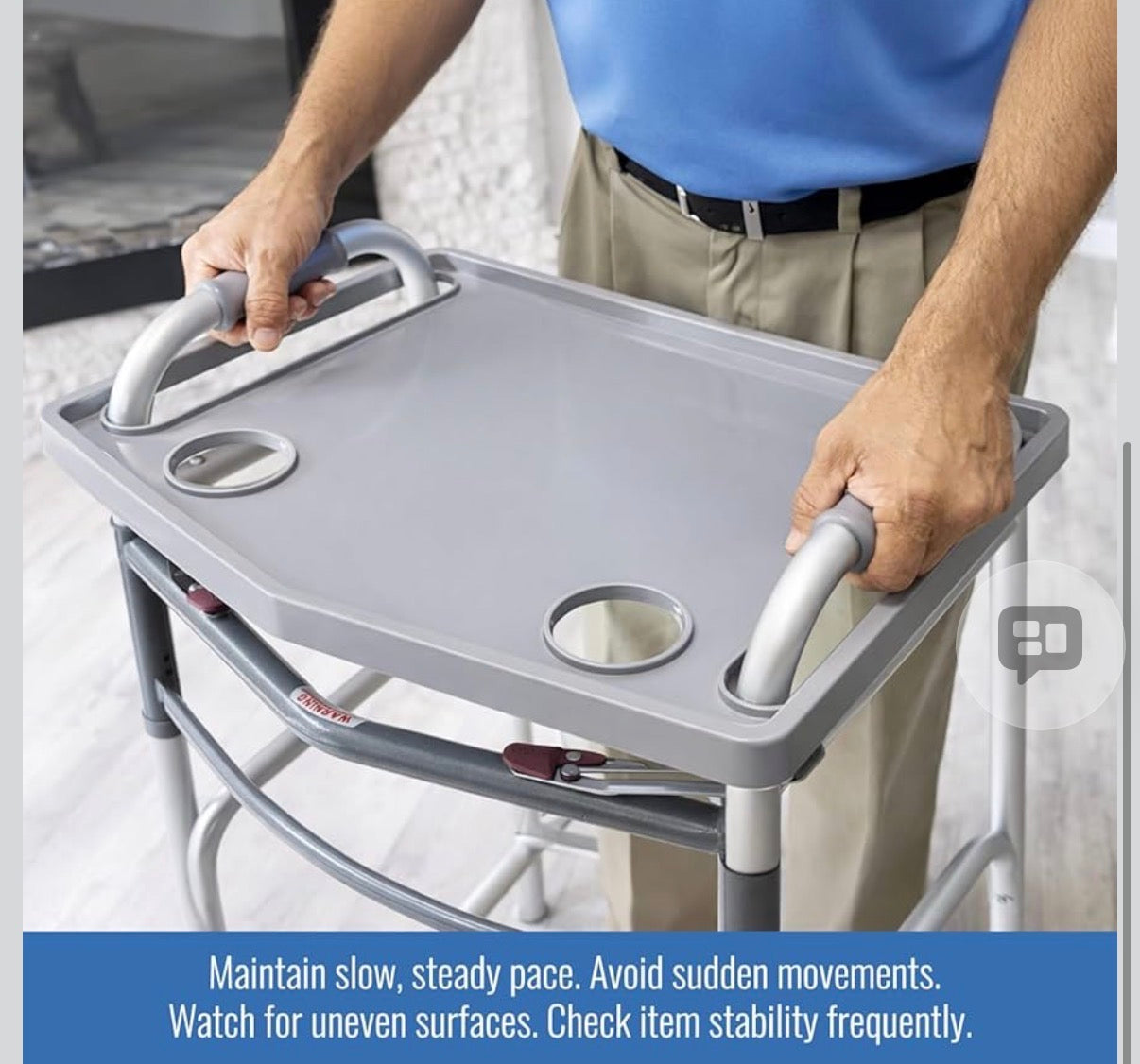 DMI Walker Tray With Cup Holders, Walker Tray For Folding Walkers, Mobility Accessory for Seniors, Tray Table for Standard Walkers, Multipurpose and Portable, Gray