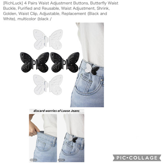 4 PAIRS WAIST ADJUSTMENT BUTTONS BUTTERFLIES