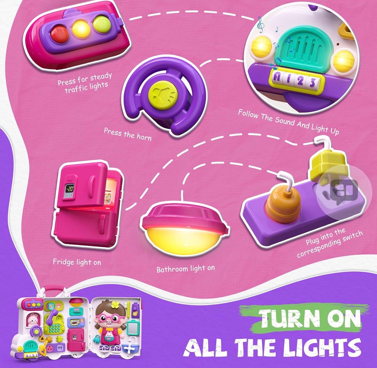 54-in-1 English & Spanish Busy Board Montessori Toys Gift for 1 2 Year Old Girls, Educational Montessori Learning Toys for 1 Year Old, Christmas Toys Gifts for 1 2 Year Old Girl, 1 Year Old Gift Toy