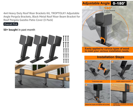 4x4 HEAVVY DUTY ROOF RISER BRACKET KIT