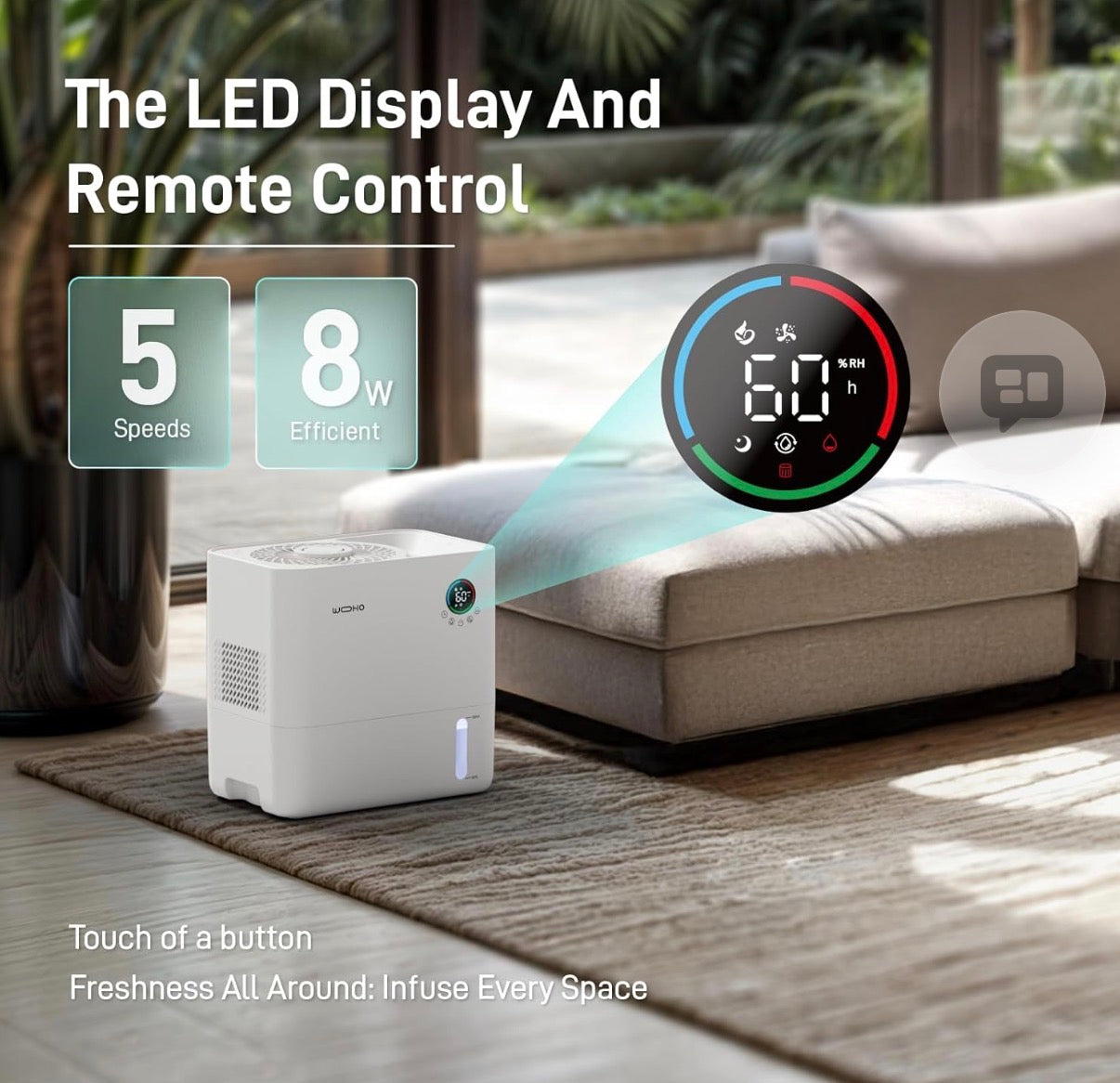 Evaporative Humidifier for Bedroom, 5L Quiet No Mist Humidifier With Aroma Diffuser, 14H Timer, Top-Fill, 5 Speed, No White Dust, Easy to Clean, for Baby, Nursery, Home & Office