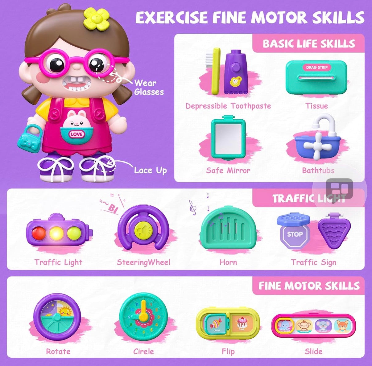 54-in-1 English & Spanish Busy Board Montessori Toys Gift for 1 2 Year Old Girls, Educational Montessori Learning Toys for 1 Year Old, Christmas Toys Gifts for 1 2 Year Old Girl, 1 Year Old Gift Toy