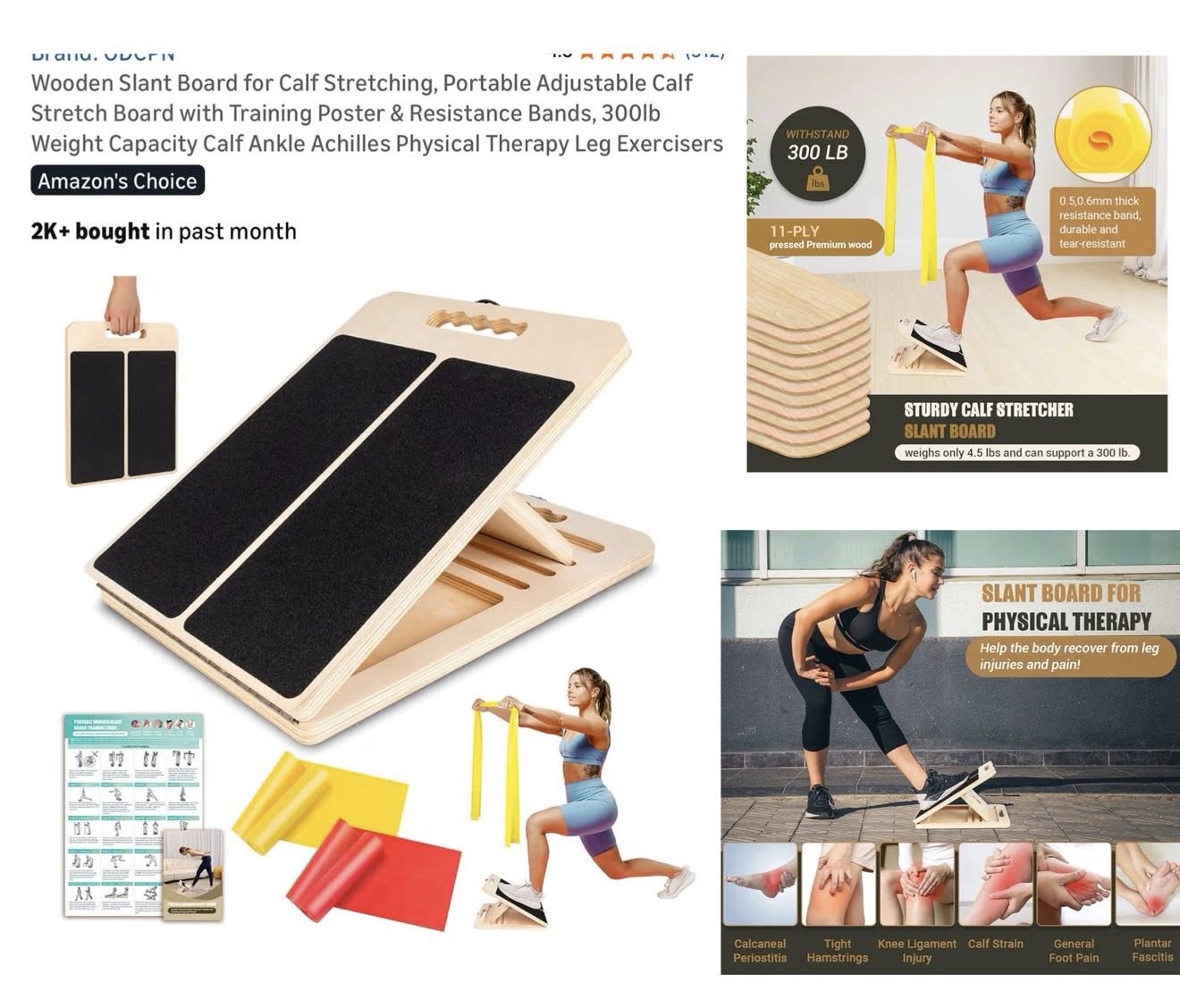 WOODEN SLANT BOARD FOR CALF STRETCHING AND REHAB