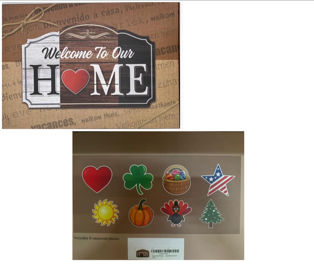 WELCOME TO OUR HOME WOODEN SIGN WITH INTERCHANGABLE OCCASIONS