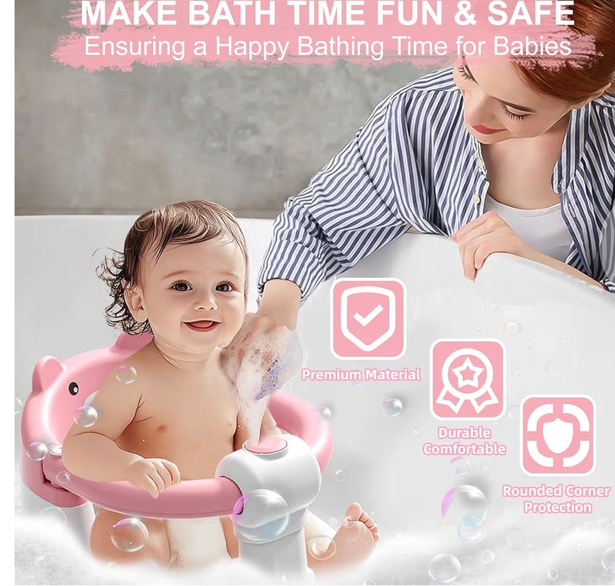 Baby Bath Seat for Babies 6 Months & Up, Toddler Bath Seats for Babies Sitting Up, Non-Slip Infant Bath Tub Chair with 4 Suction Cups & Soft Cushion for Shower, Compact Toddler Bathtub Seat, Pink