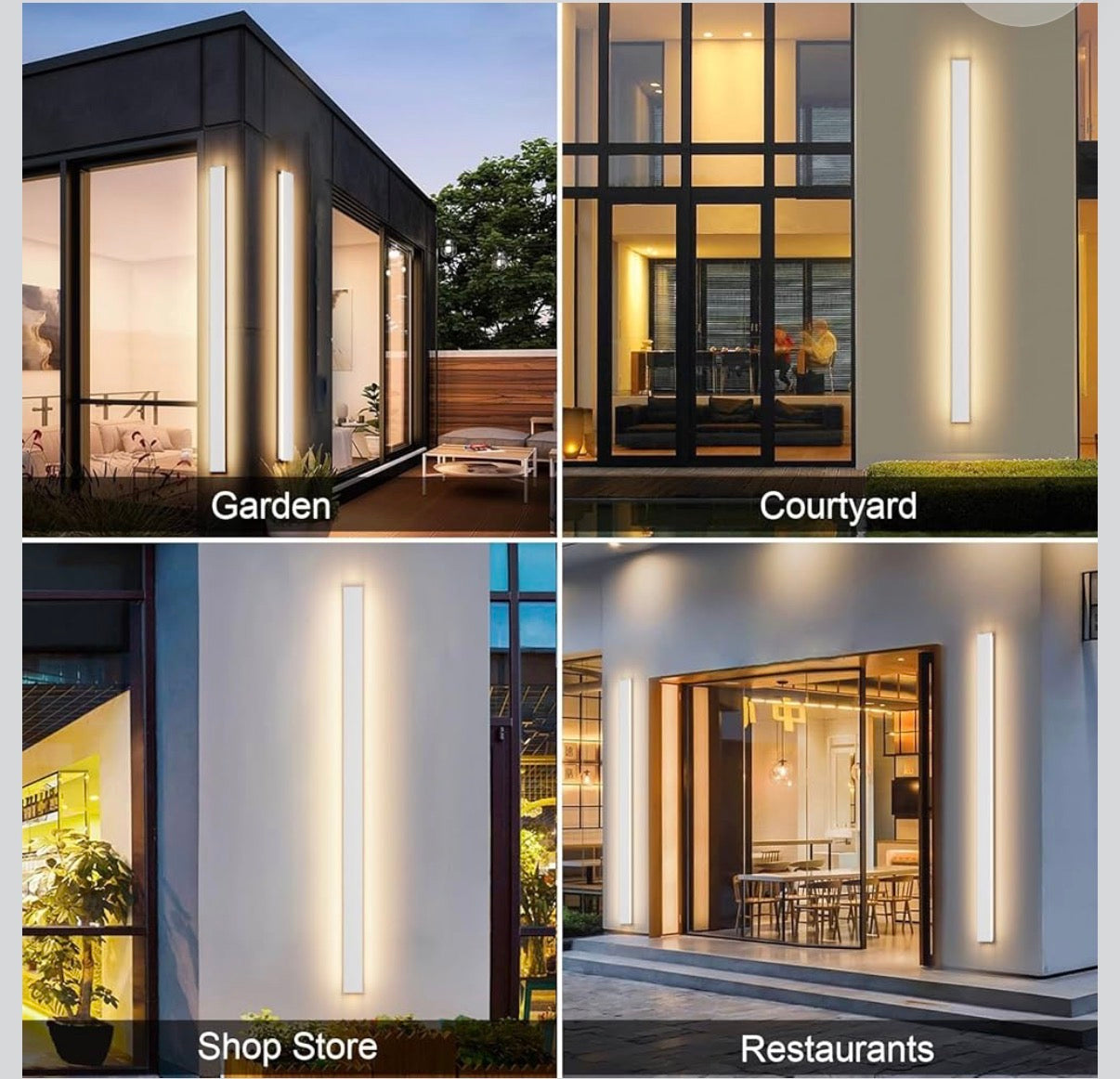 Aipsun 2 Pack Modern Outdoor Wall Lights - 47.2inch Long Strip LED Exterior Porch Lights, 3000K