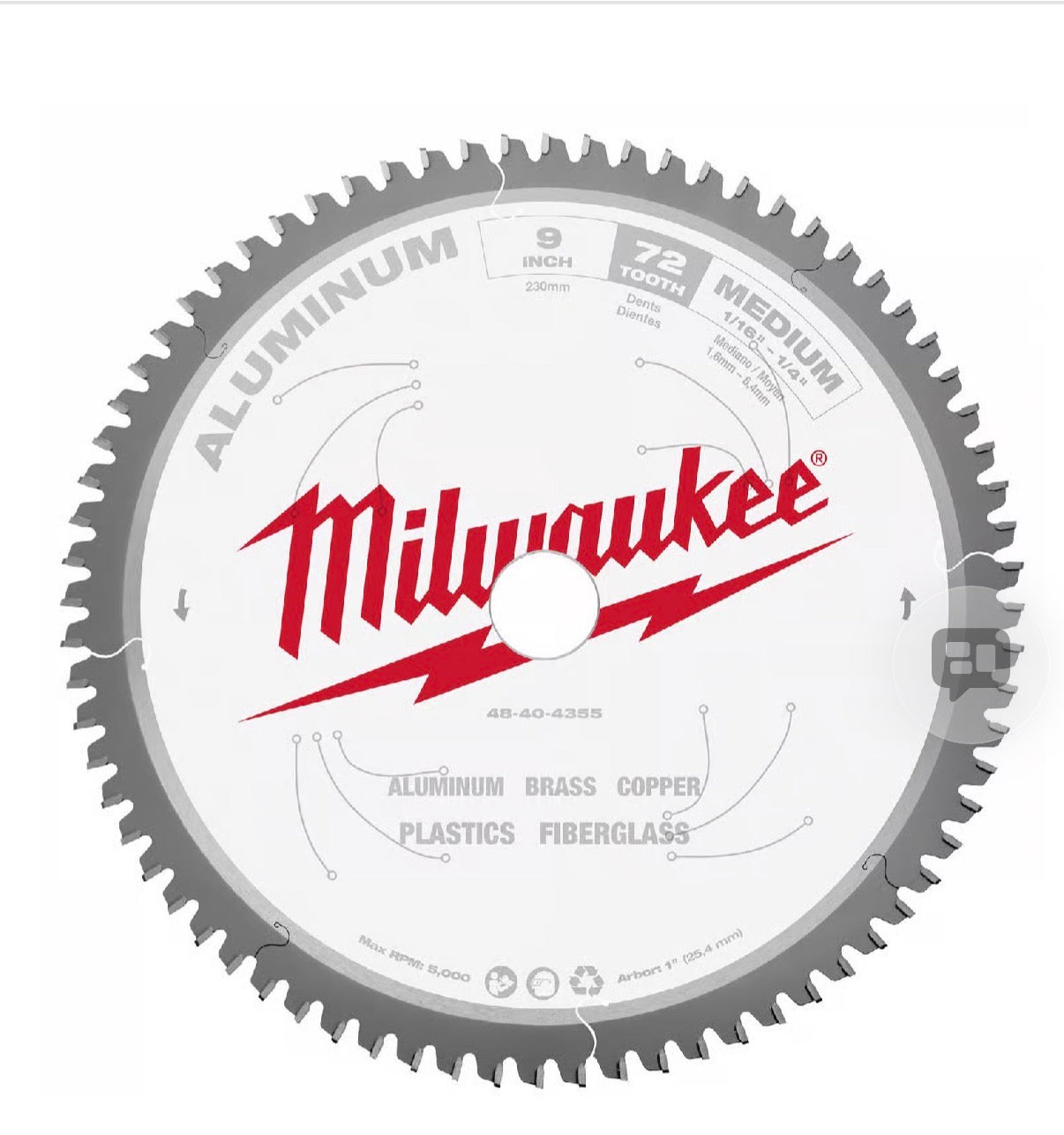 Milwaukee 9 in. D X 1 in. Carbide Tipped Circular Saw Blade 72 teeth 1 pk