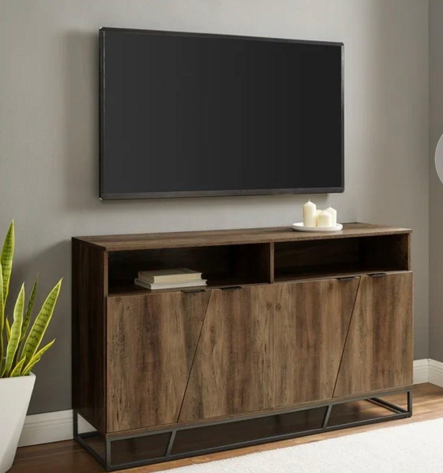 Ian Contemporary 58" 4-Angled Doors Sideboard in Rustic Oak