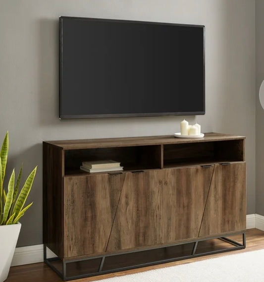 Ian Contemporary 58" 4-Angled Doors Sideboard in Rustic Oak
