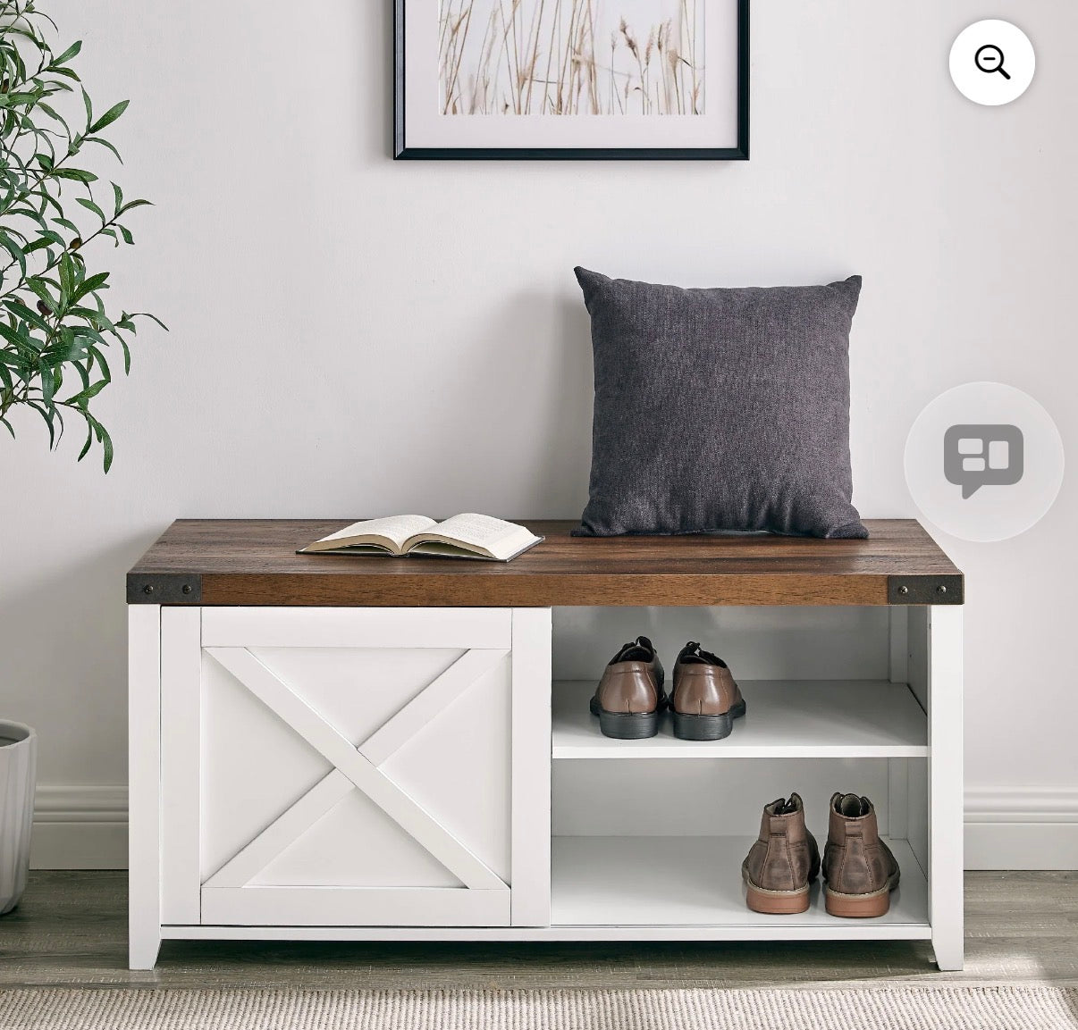 Manor Park Farmhouse Sliding Door Litter Box Bench, Solid White ASSEMBLY REQUIRED