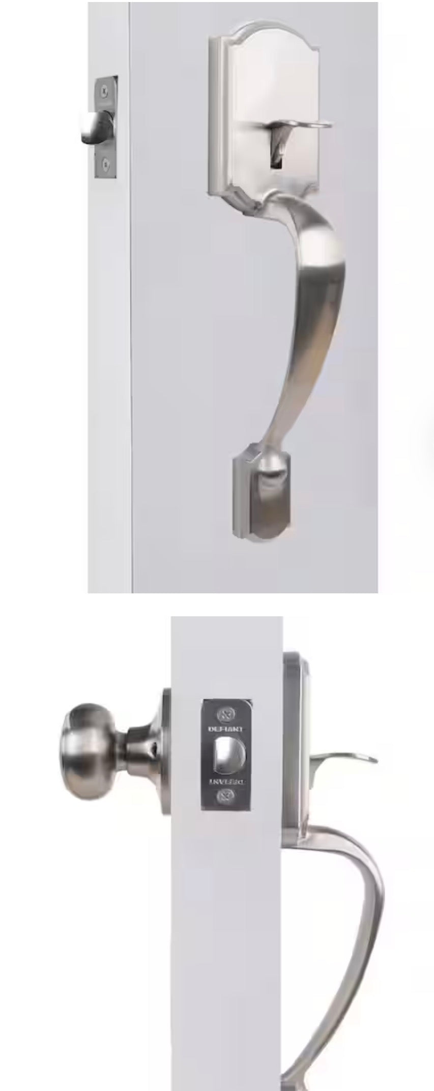 Castle Satin Nickel Entrance Door Handleset with Hartford Interior Knob