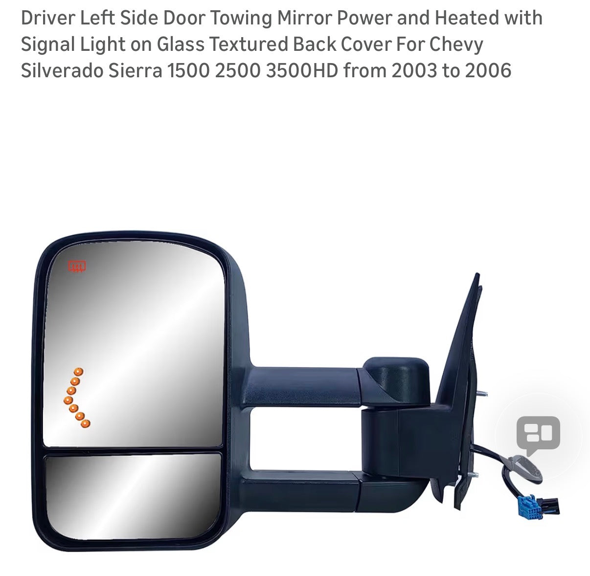 Driver Left Side Door Towing Mirror Power