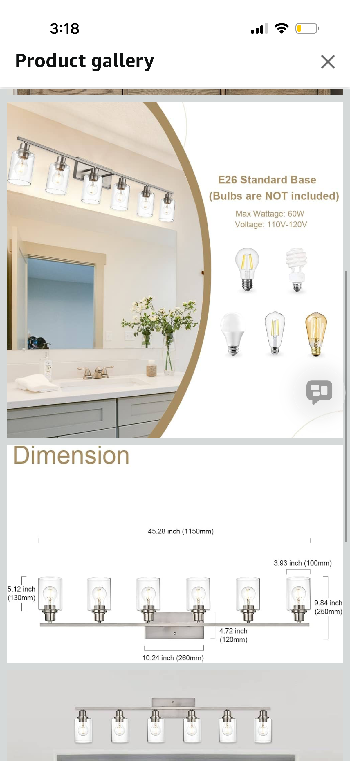 VINLUZ 6 Light Bathroom Lighting Fixture in Brushed Nickel Finish,Classic Metal Wall Mounted Lamp Over Mirror with Clear Glass Shade Industrial Vanity Light